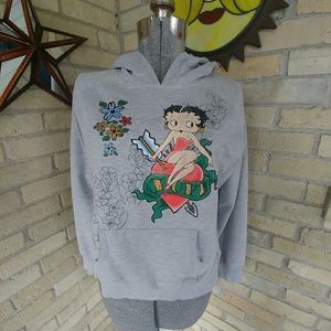Gray Betty Boop Hooded Sweatshirt